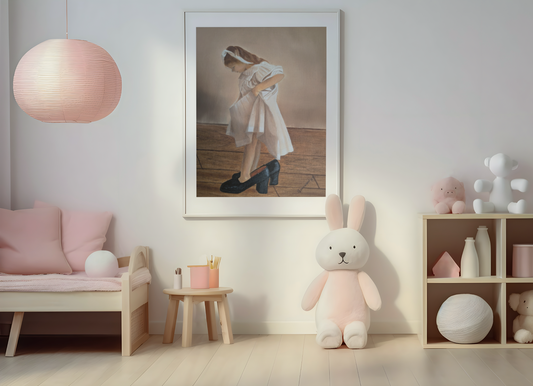 Grandma’s Shoes, Nostalgic Childhood oil painting, Vintage Oil Painting, Girl Nursery, Girl room