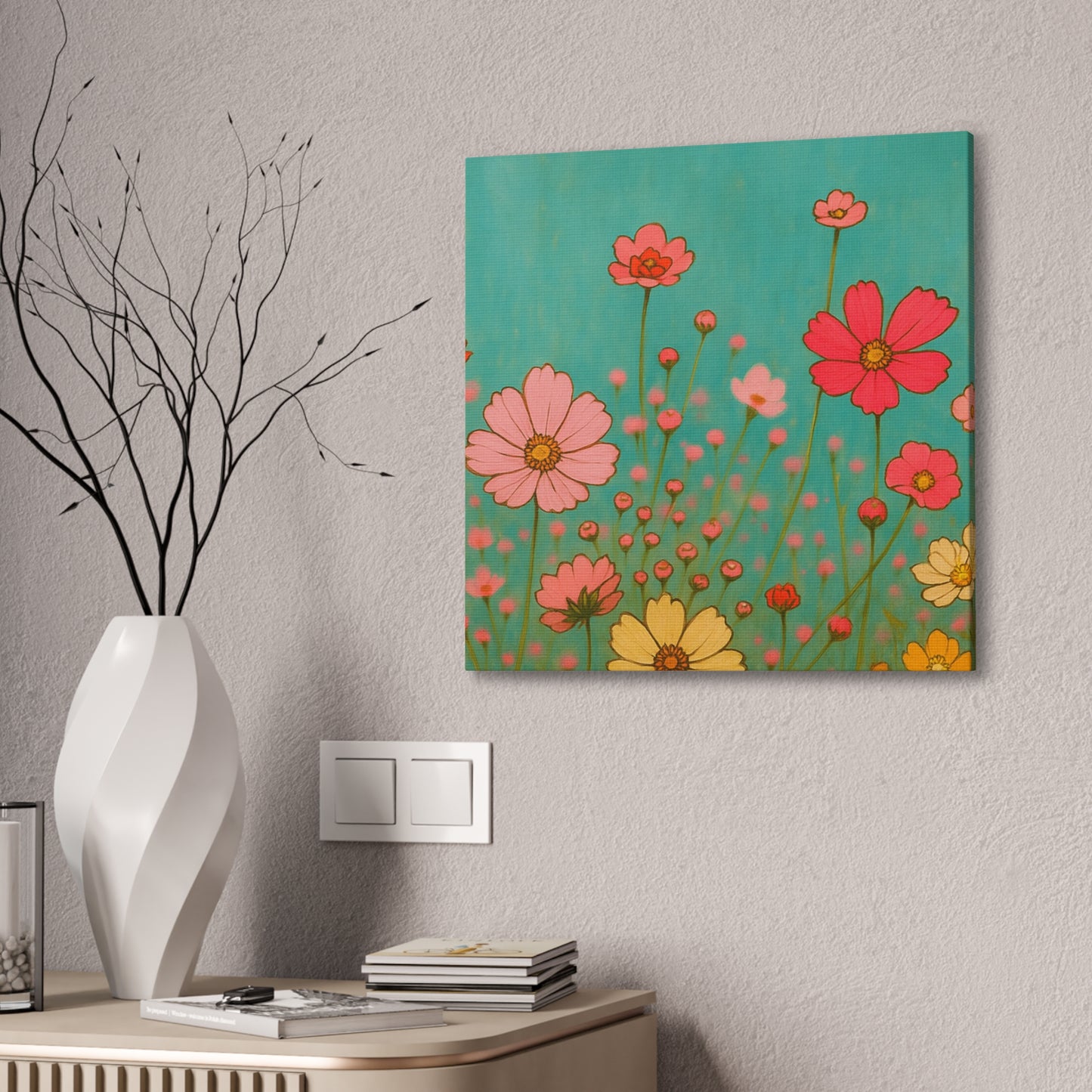 Blossom Breeze (Canvas)-Colorful Wildflower Art Print for Nursery or Bedroom | Floral Wall Decor