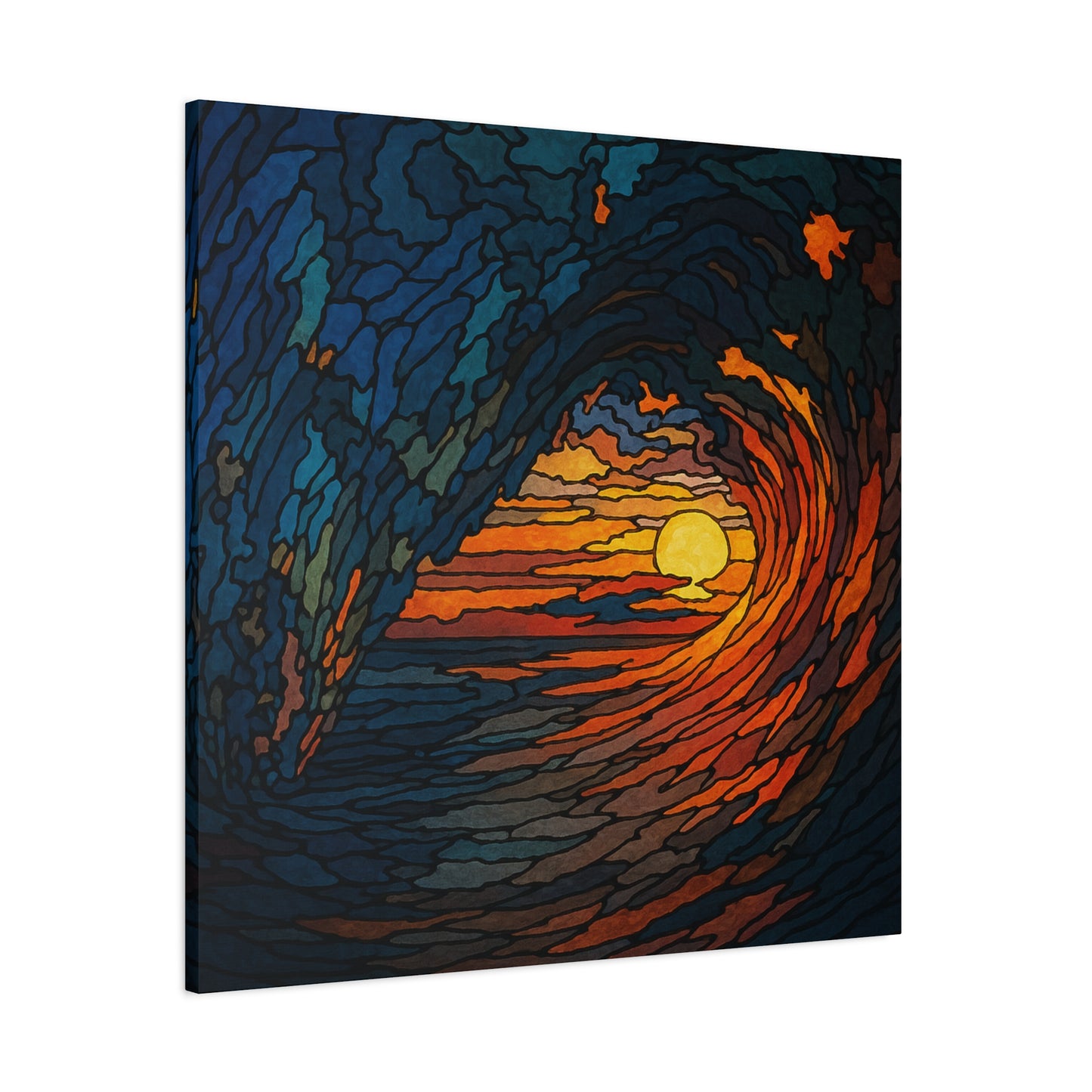 Sunset Barrel Wave-Matte Canvas Art, Sunset Wall Decor, Beach House Decoration, Coastal Home Decor, Gift for Art Lovers