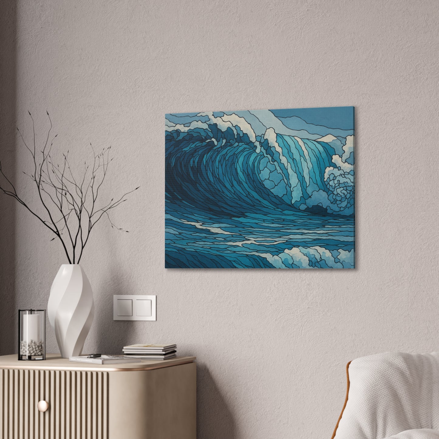 Tidal Energy, Abstract Digital Watercolor Wave Painting