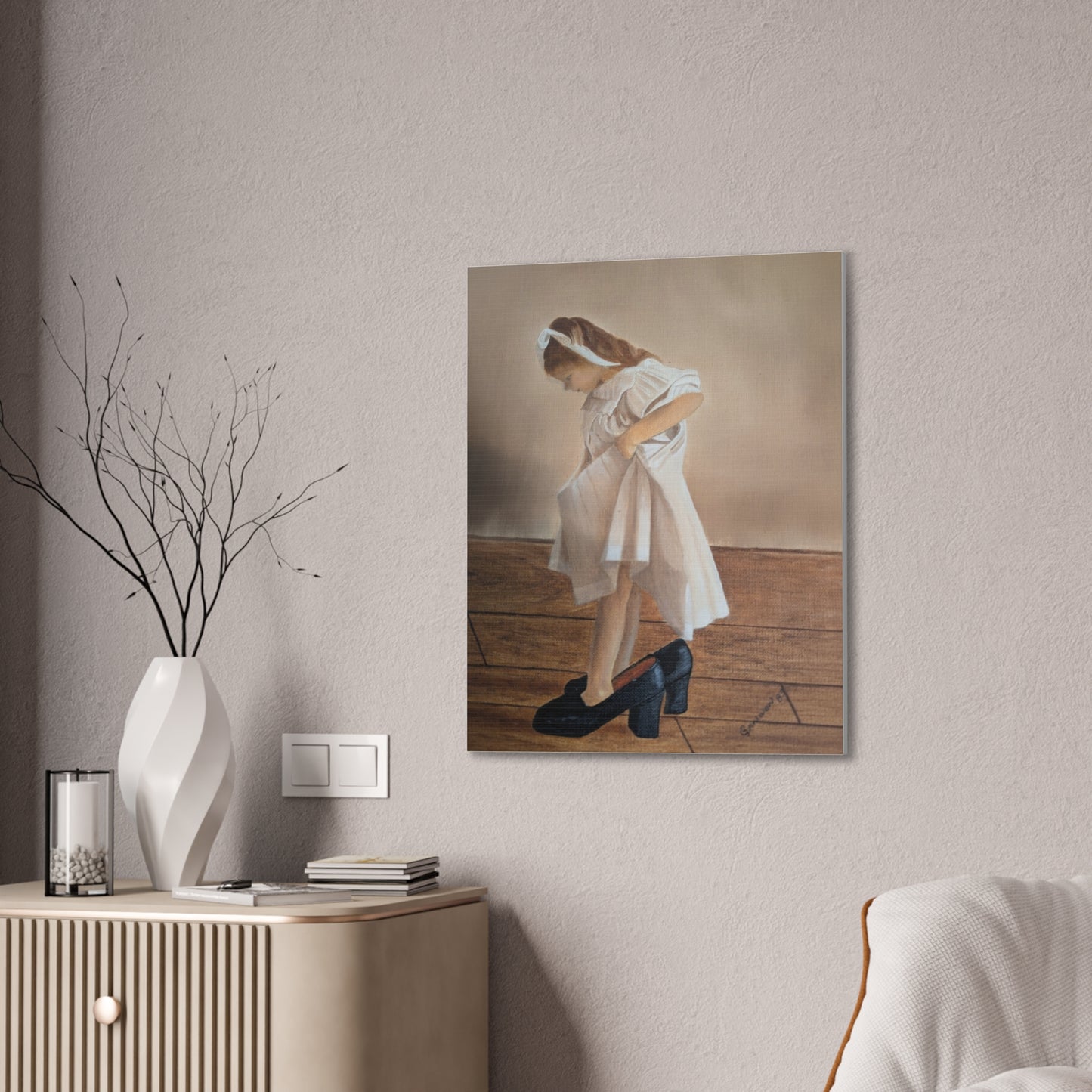 Grandma’s Shoes, Nostalgic Childhood oil painting, Vintage Oil Painting, Girl Nursery, Girl room