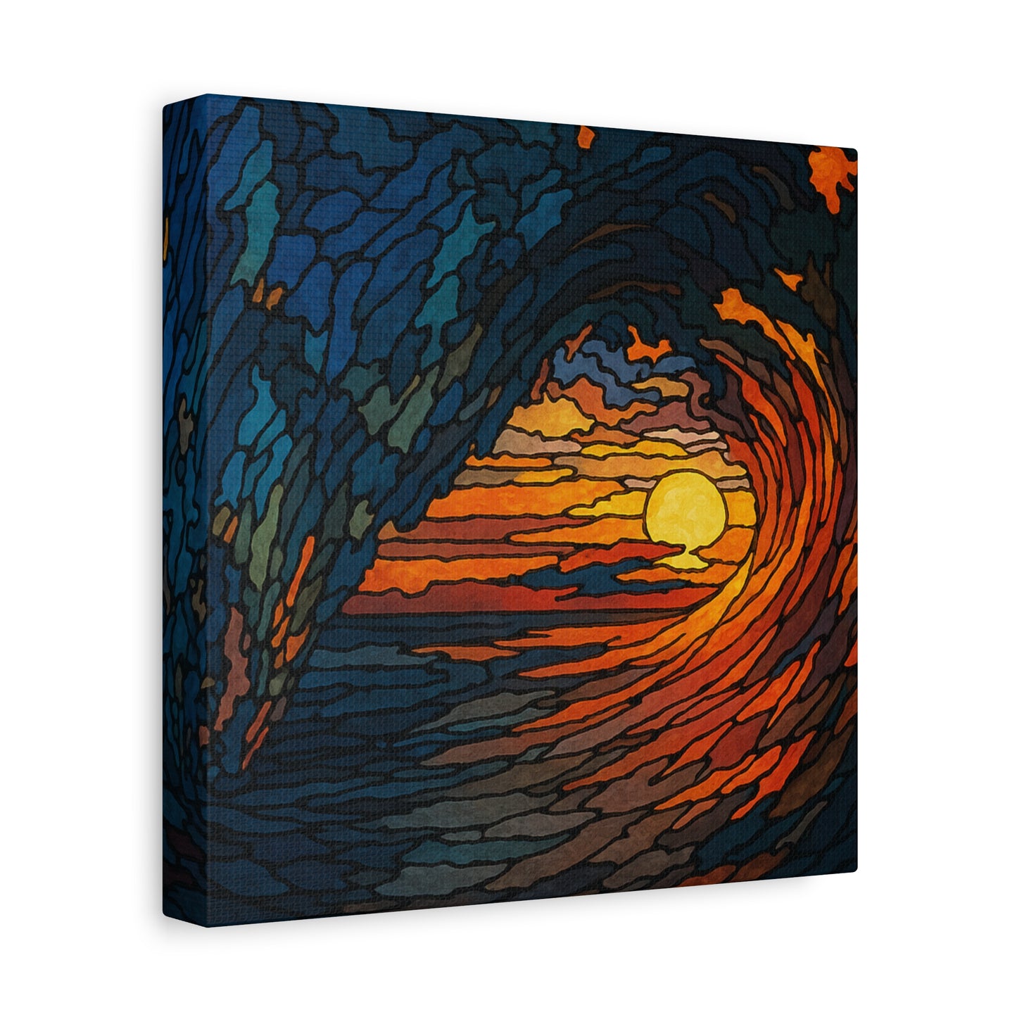 Sunset Barrel Wave-Matte Canvas Art, Sunset Wall Decor, Beach House Decoration, Coastal Home Decor, Gift for Art Lovers