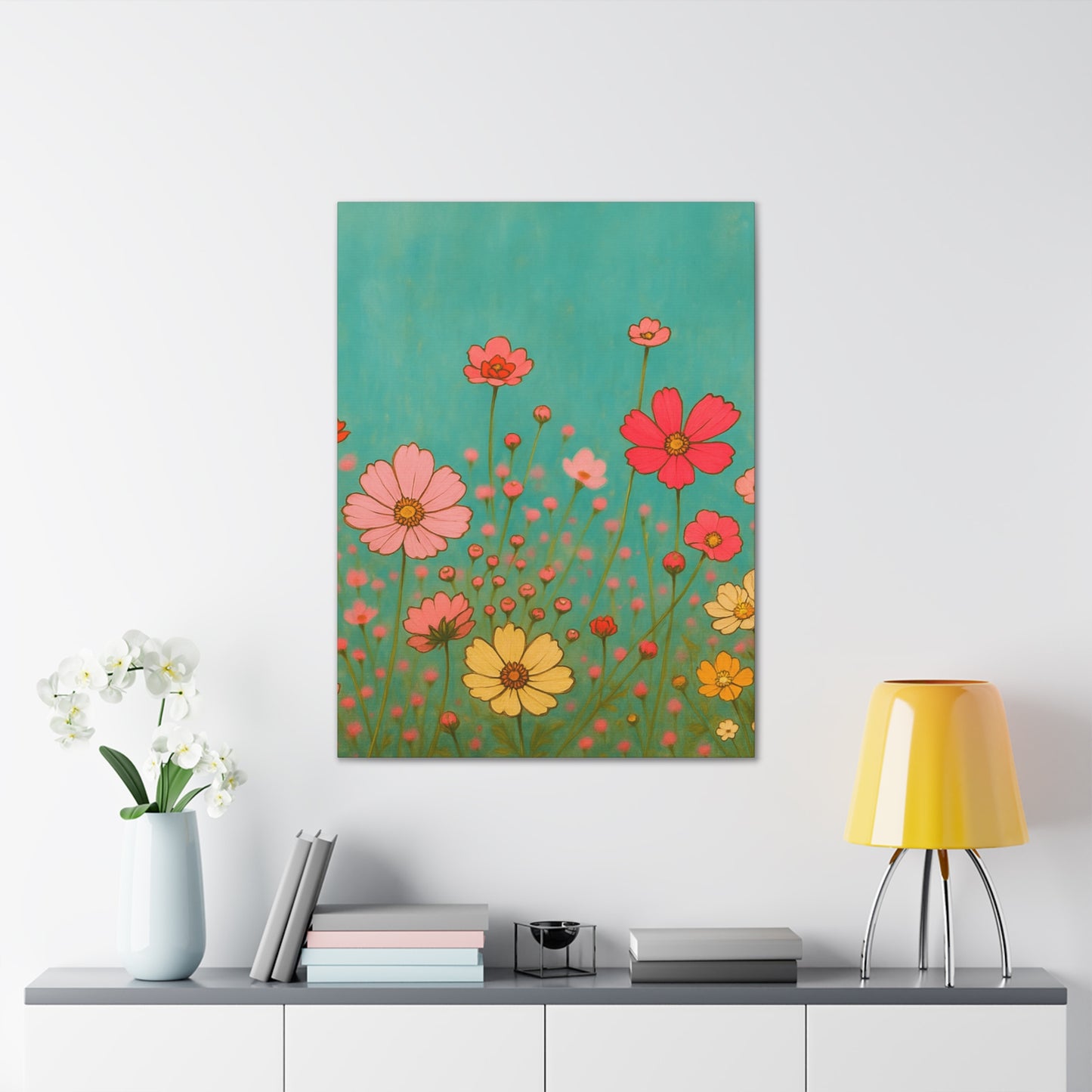 Blossom Breeze (Canvas)-Colorful Wildflower Art Print for Nursery or Bedroom | Floral Wall Decor