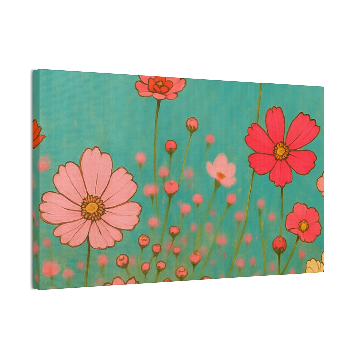 Blossom Breeze (Canvas)-Colorful Wildflower Art Print for Nursery or Bedroom | Floral Wall Decor