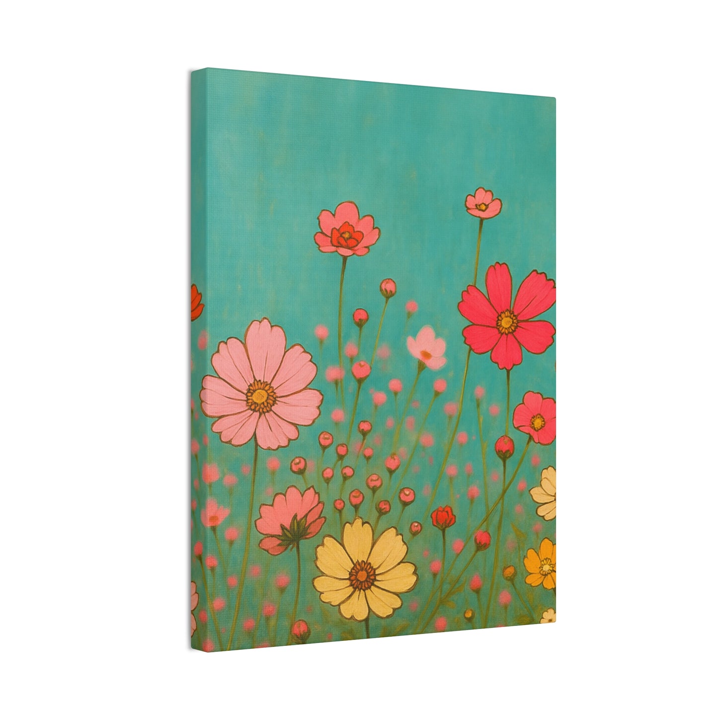 Blossom Breeze (Canvas)-Colorful Wildflower Art Print for Nursery or Bedroom | Floral Wall Decor