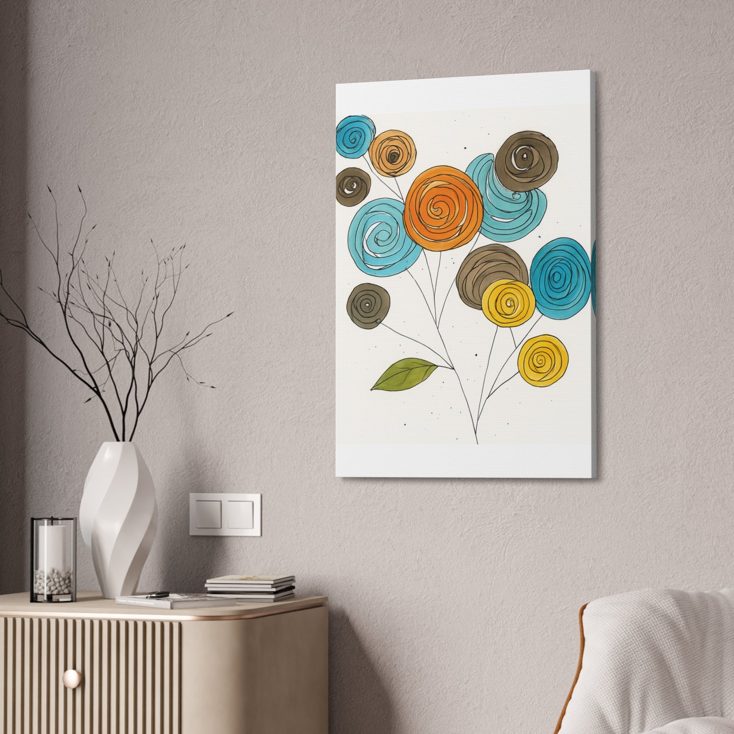Spirals in Bloom IV – Modern Abstract Floral Digital Wall Art Print