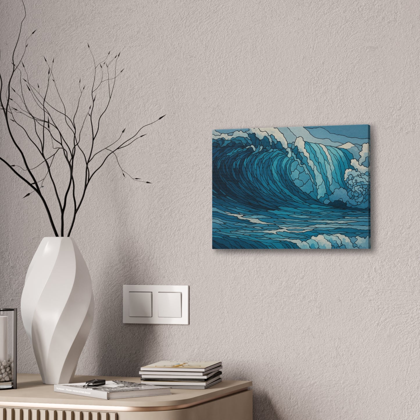 Tidal Energy, Abstract Digital Watercolor Wave Painting