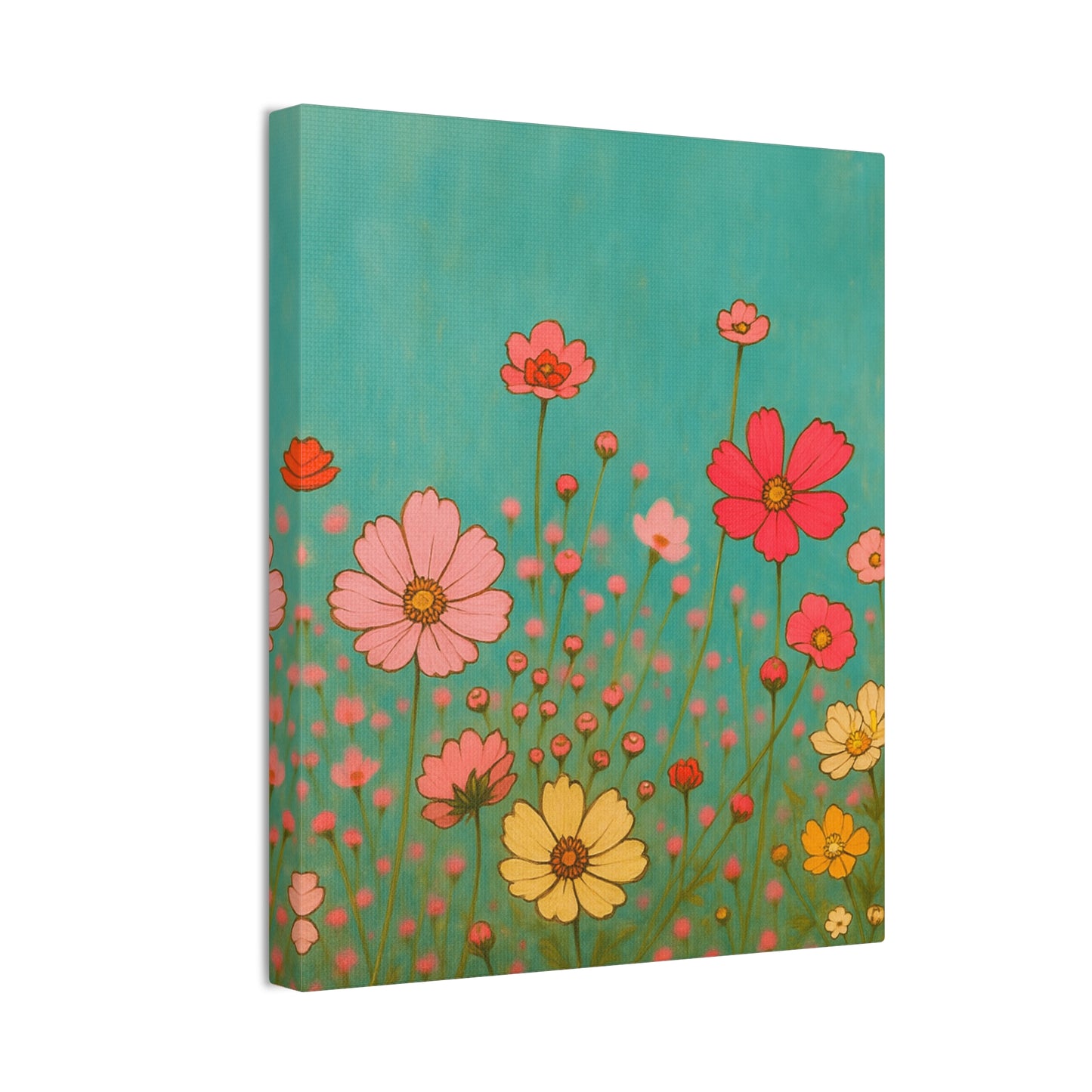 Blossom Breeze (Canvas)-Colorful Wildflower Art Print for Nursery or Bedroom | Floral Wall Decor