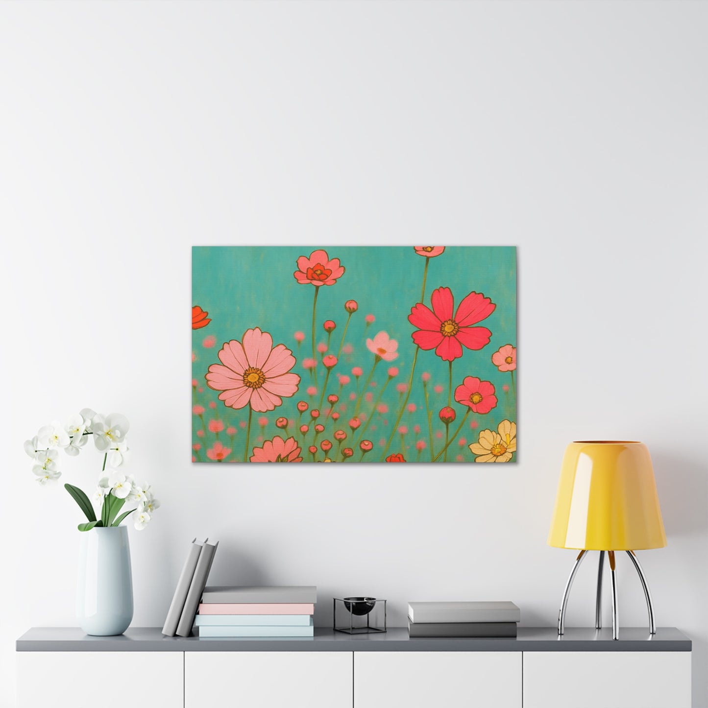 Blossom Breeze (Canvas)-Colorful Wildflower Art Print for Nursery or Bedroom | Floral Wall Decor
