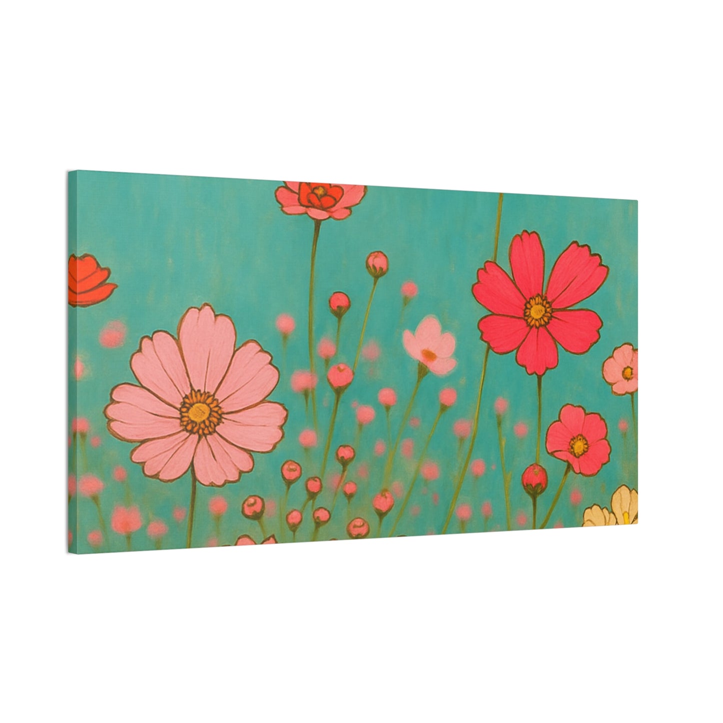 Blossom Breeze (Canvas)-Colorful Wildflower Art Print for Nursery or Bedroom | Floral Wall Decor