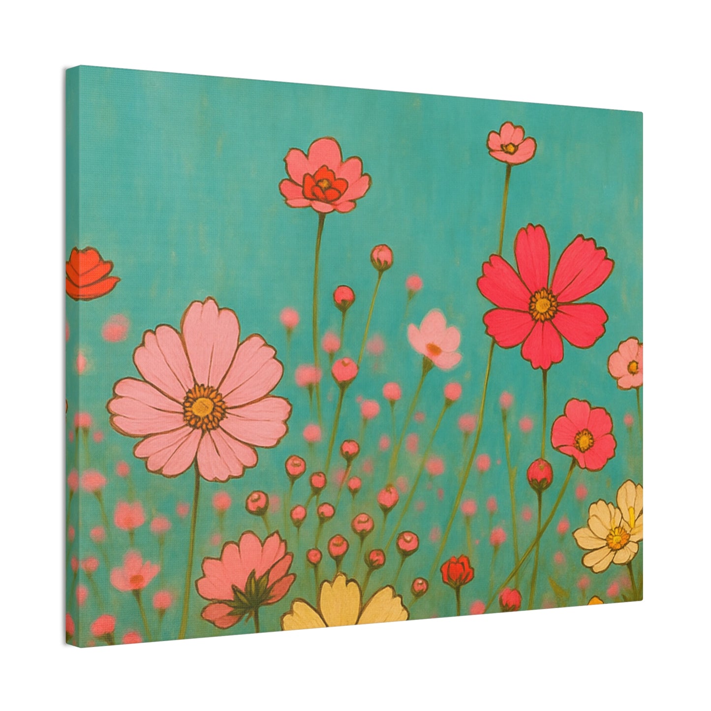 Blossom Breeze (Canvas)-Colorful Wildflower Art Print for Nursery or Bedroom | Floral Wall Decor