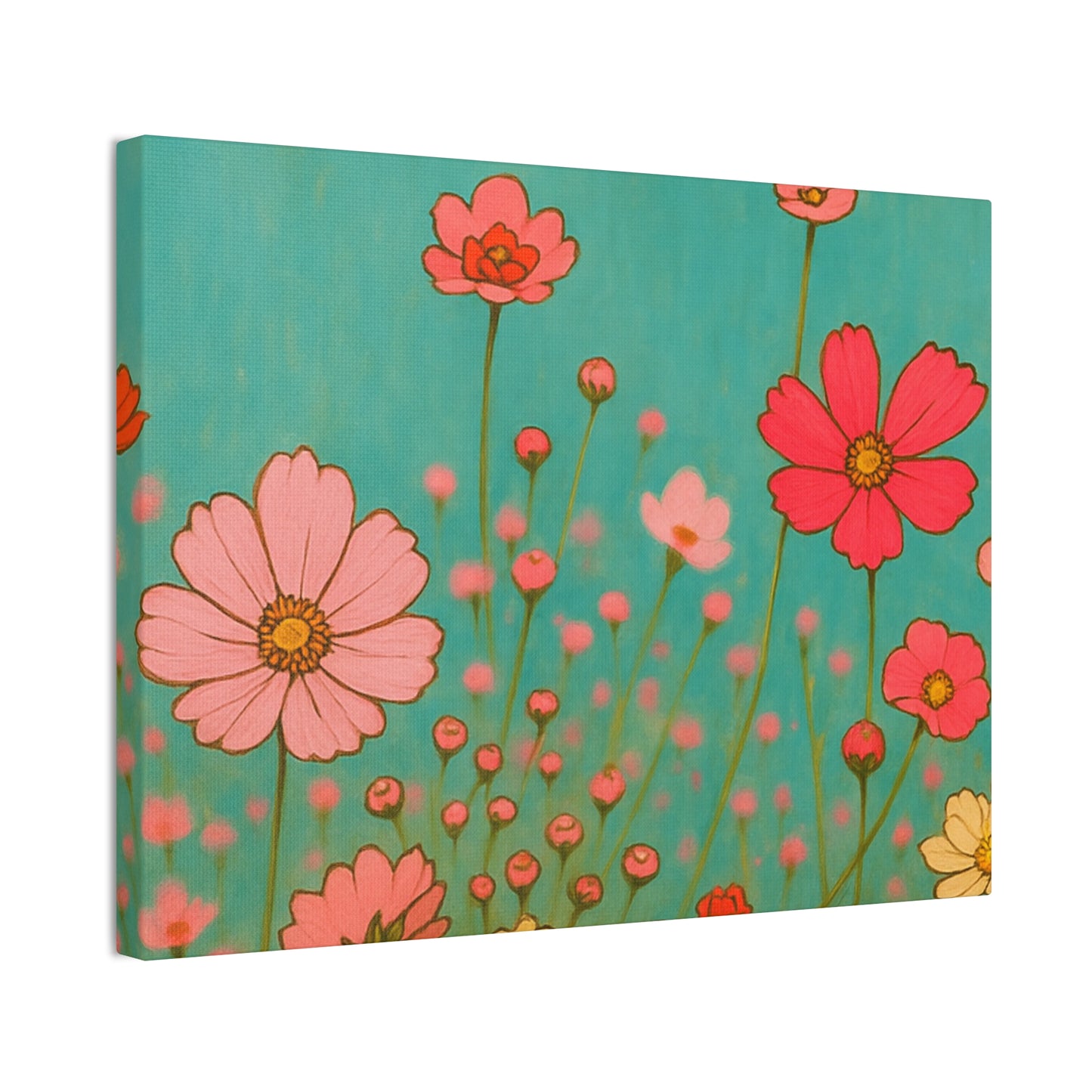 Blossom Breeze (Canvas)-Colorful Wildflower Art Print for Nursery or Bedroom | Floral Wall Decor