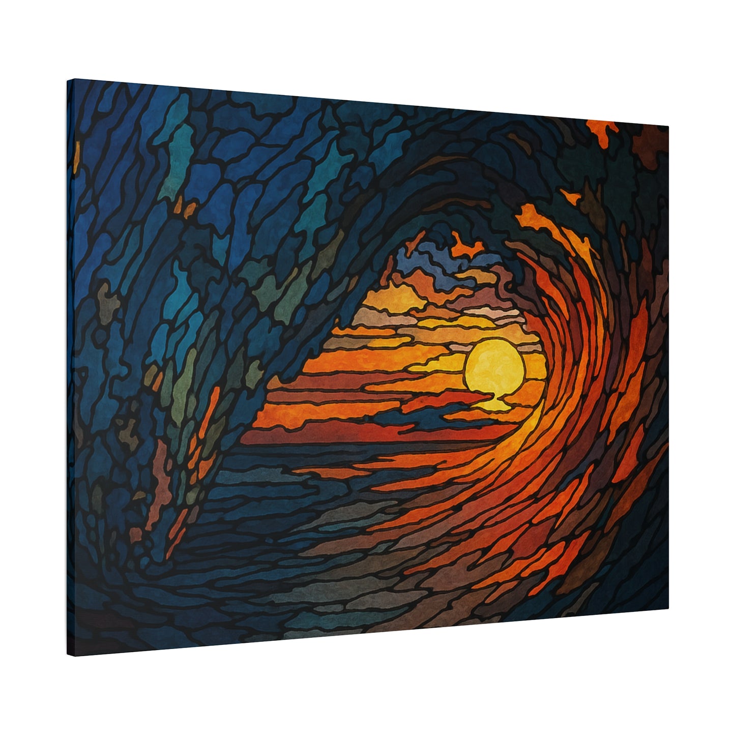 Sunset Barrel Wave-Matte Canvas Art, Sunset Wall Decor, Beach House Decoration, Coastal Home Decor, Gift for Art Lovers