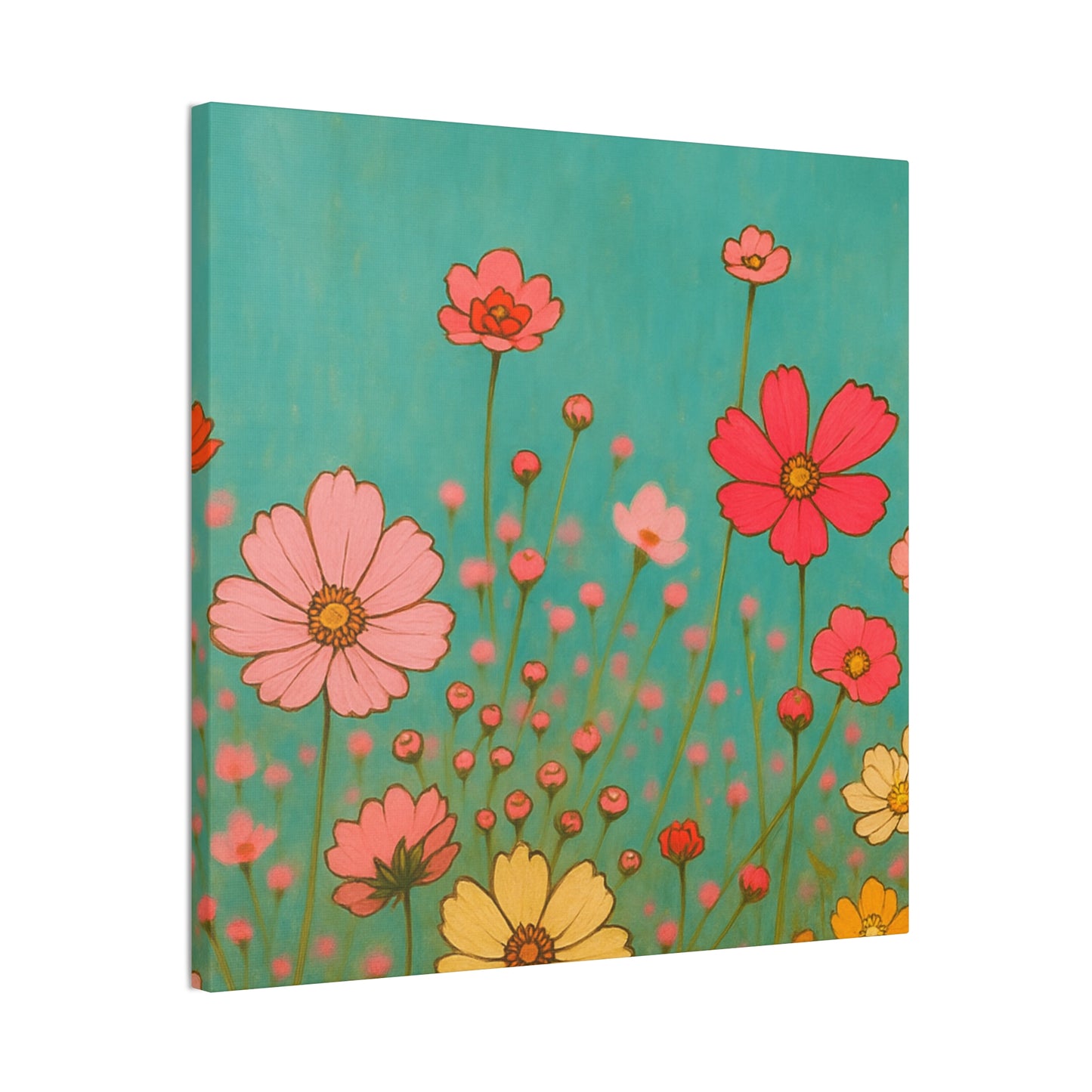 Blossom Breeze (Canvas)-Colorful Wildflower Art Print for Nursery or Bedroom | Floral Wall Decor