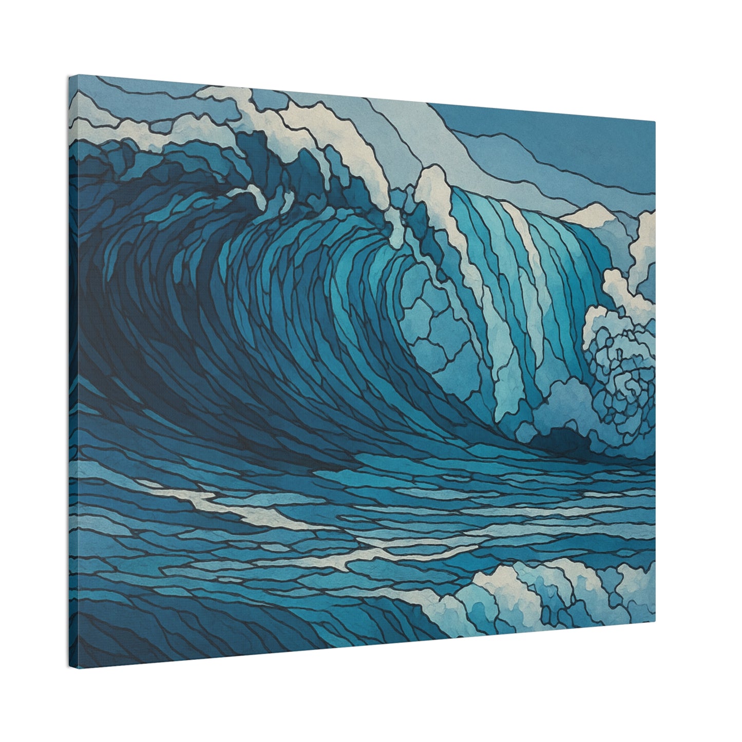 Tidal Energy, Abstract Digital Watercolor Wave Painting