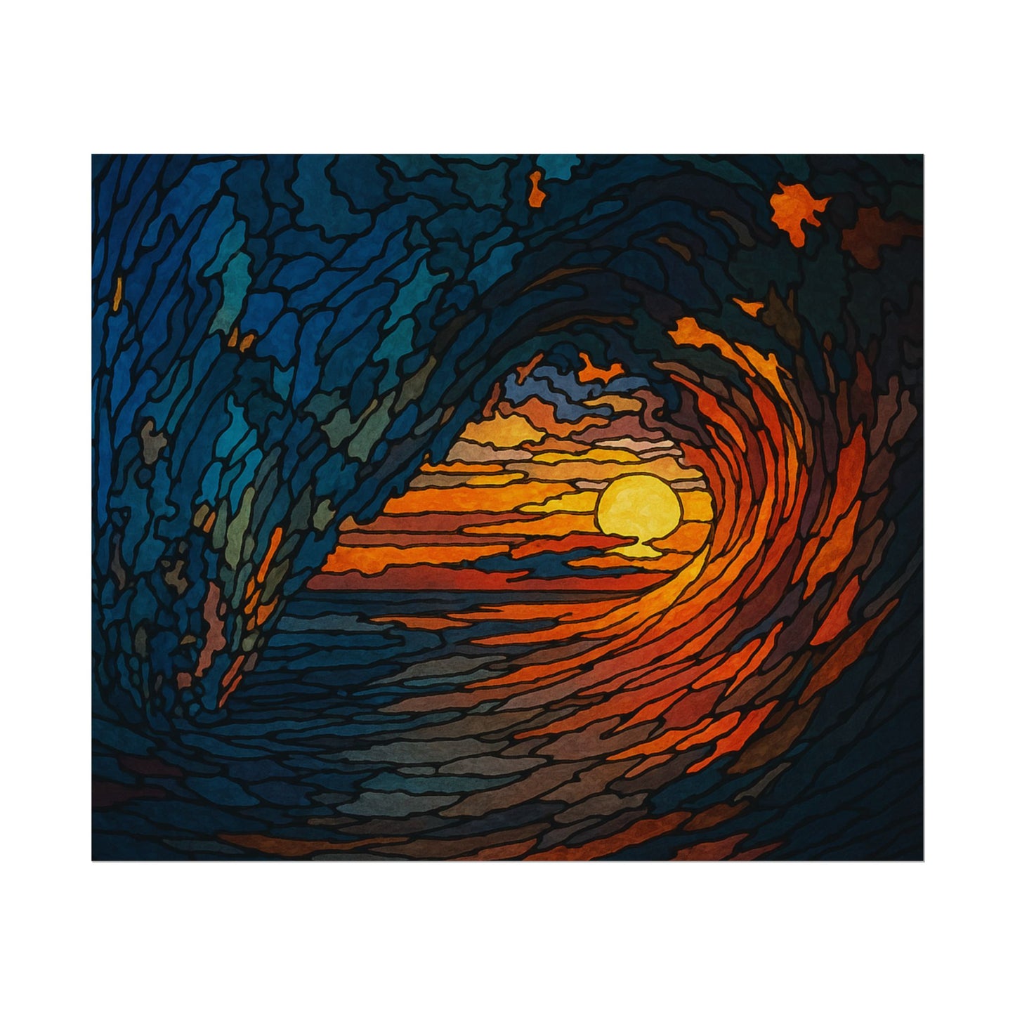 Sunset Barrel Wave, Poster Art, Ocean Decor for Beach Lovers, Art Print, Home Decoration, Gift for Sea Enthusiasts, Nautical Wall Art