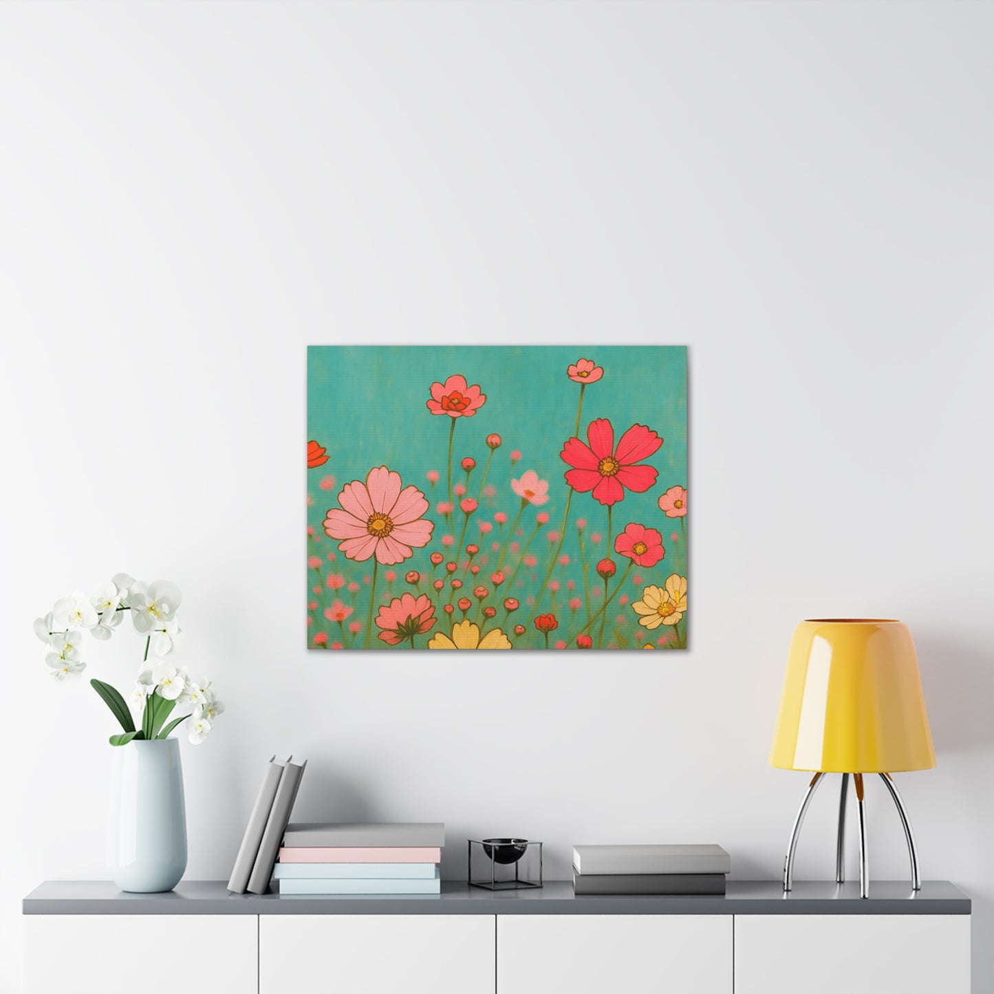 Blossom Breeze (Canvas)-Colorful Wildflower Art Print for Nursery or Bedroom | Floral Wall Decor
