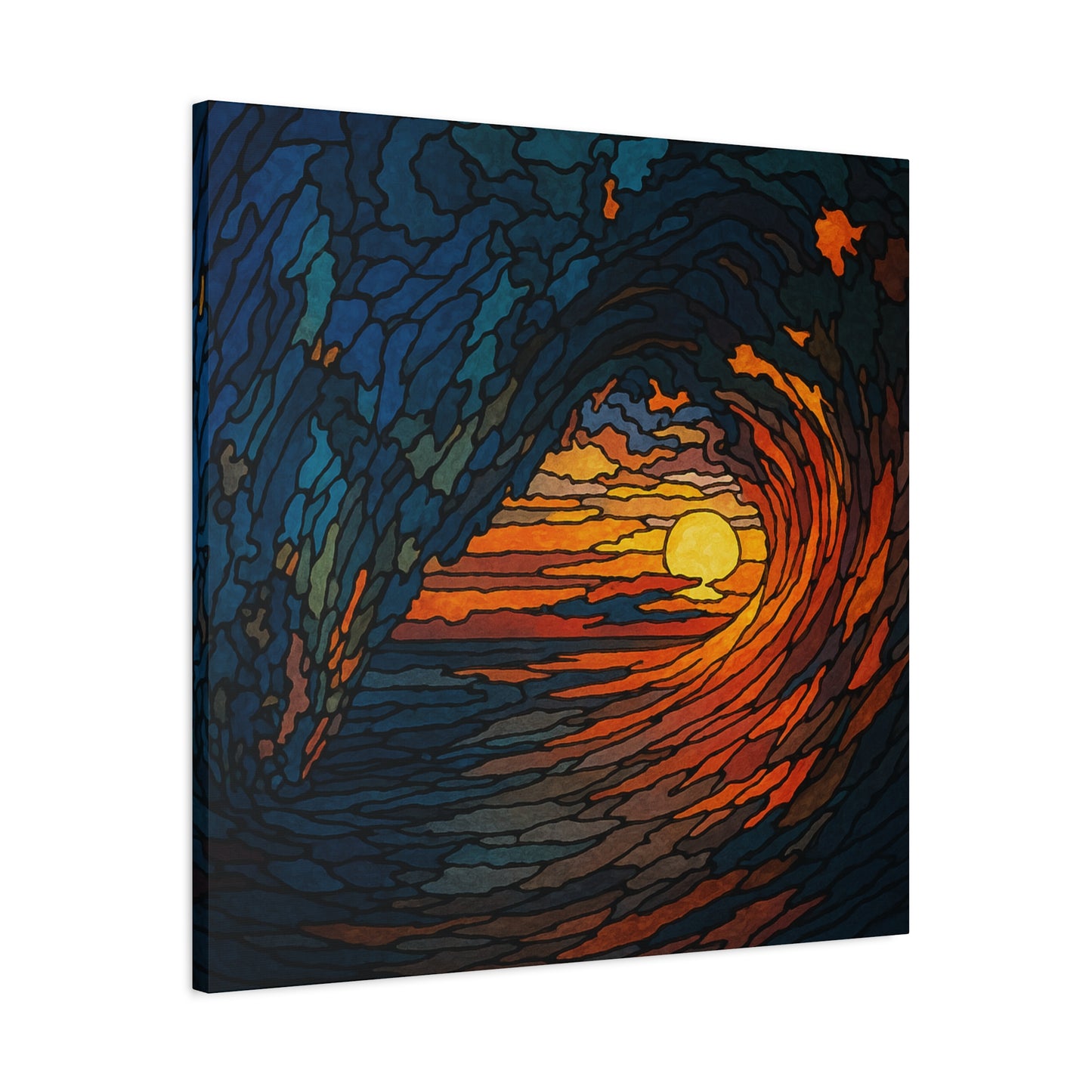 Sunset Barrel Wave-Matte Canvas Art, Sunset Wall Decor, Beach House Decoration, Coastal Home Decor, Gift for Art Lovers