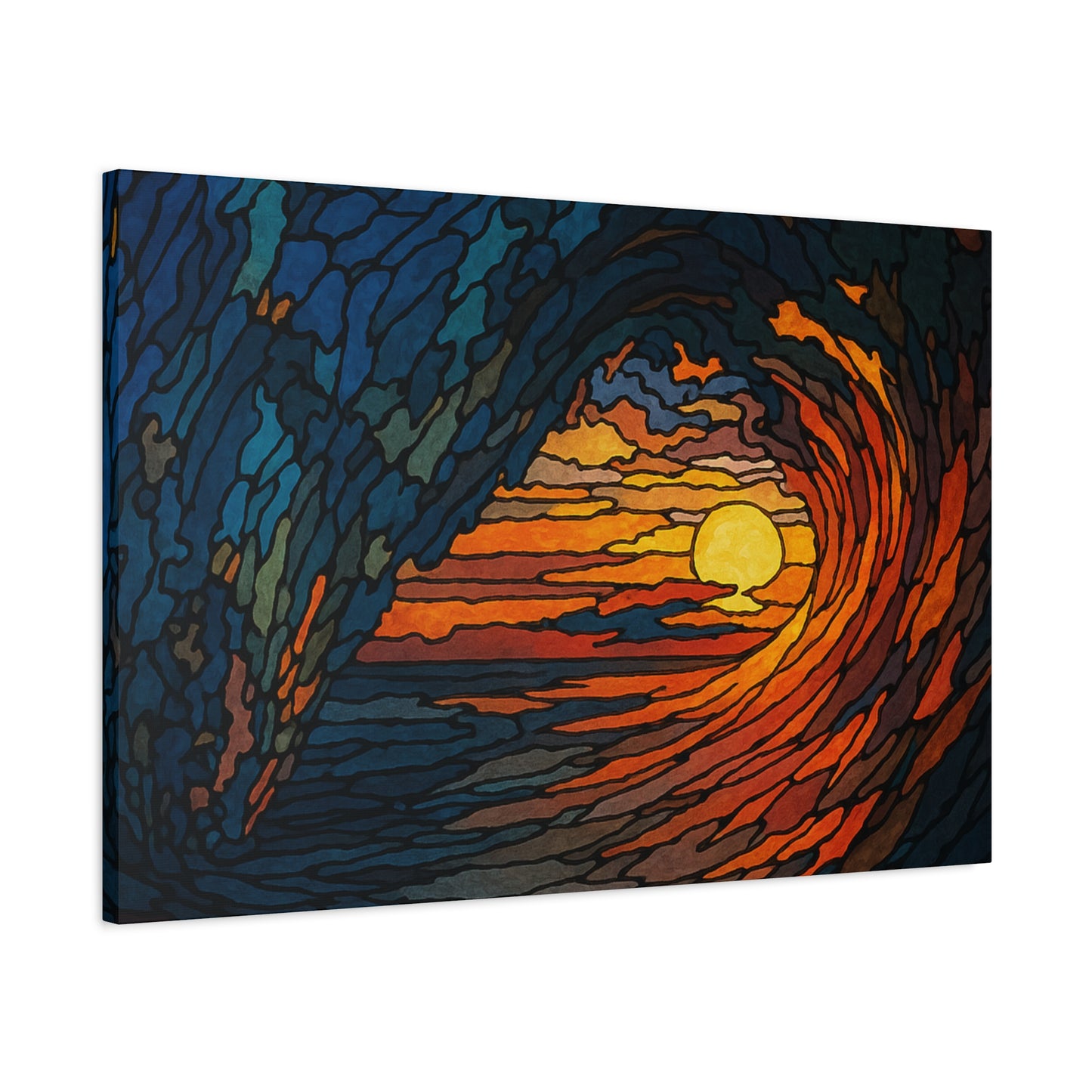 Sunset Barrel Wave-Matte Canvas Art, Sunset Wall Decor, Beach House Decoration, Coastal Home Decor, Gift for Art Lovers