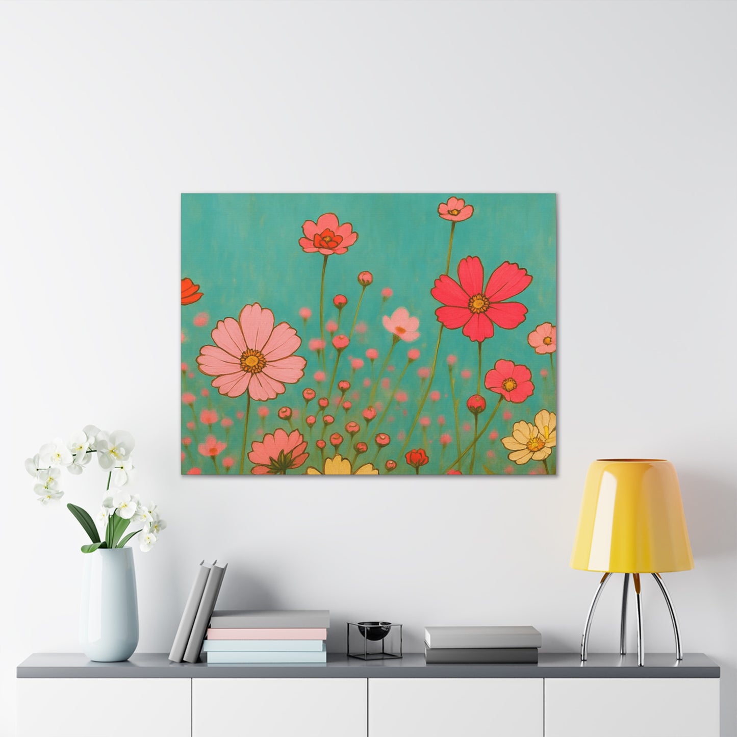 Blossom Breeze (Canvas)-Colorful Wildflower Art Print for Nursery or Bedroom | Floral Wall Decor