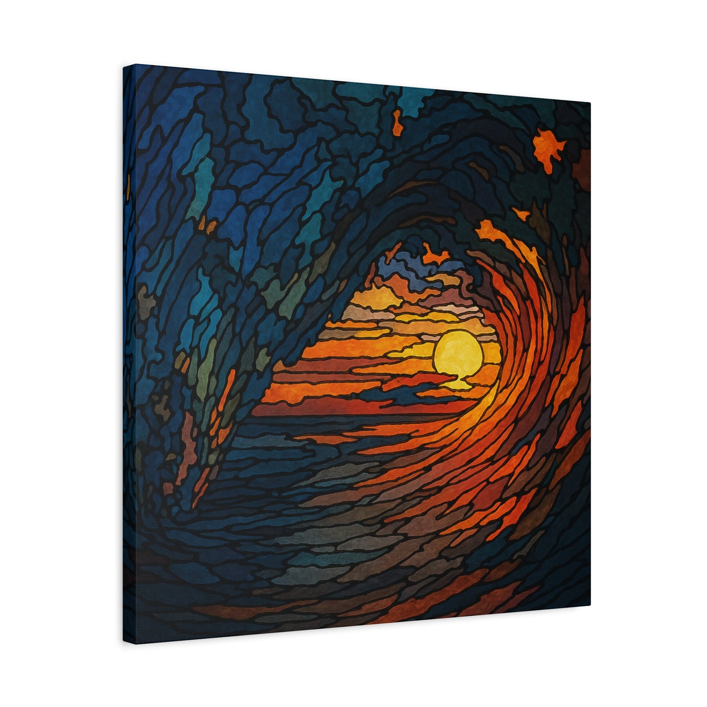 Sunset Barrel Wave-Matte Canvas Art, Sunset Wall Decor, Beach House Decoration, Coastal Home Decor, Gift for Art Lovers