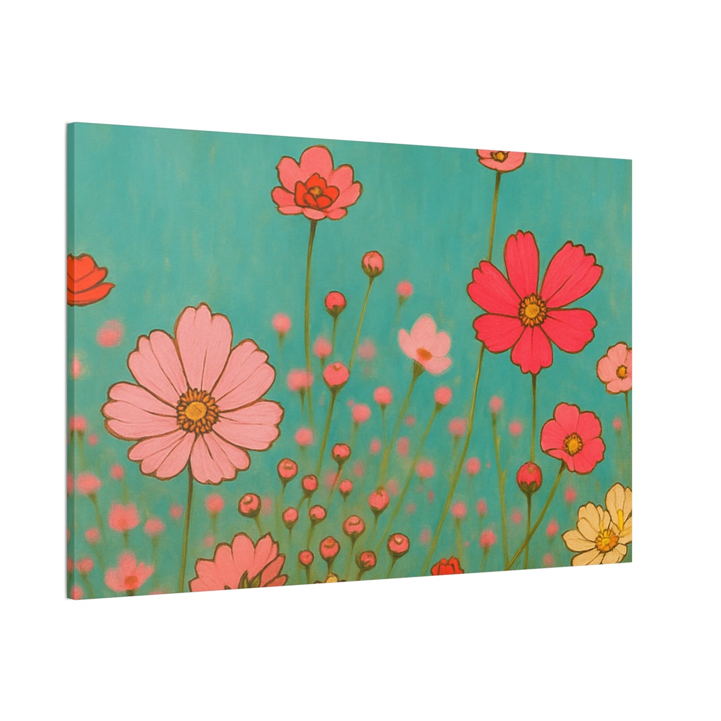 Blossom Breeze (Canvas)-Colorful Wildflower Art Print for Nursery or Bedroom | Floral Wall Decor