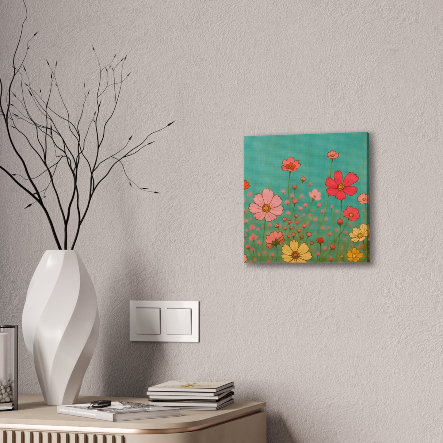 Blossom Breeze (Canvas)-Colorful Wildflower Art Print for Nursery or Bedroom | Floral Wall Decor