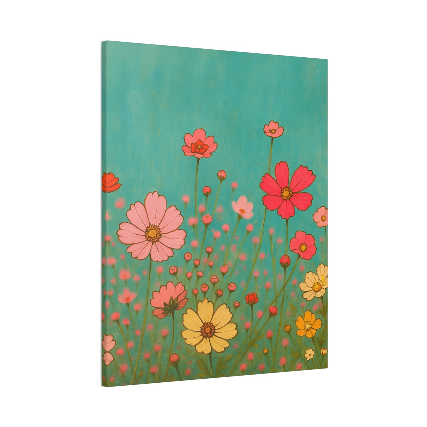 Blossom Breeze (Canvas)-Colorful Wildflower Art Print for Nursery or Bedroom | Floral Wall Decor