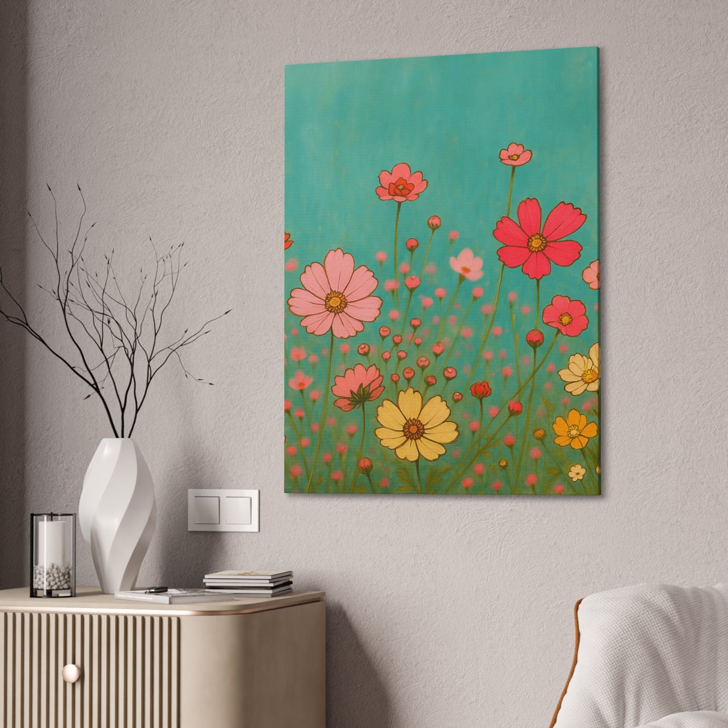 Blossom Breeze (Canvas)-Colorful Wildflower Art Print for Nursery or Bedroom | Floral Wall Decor