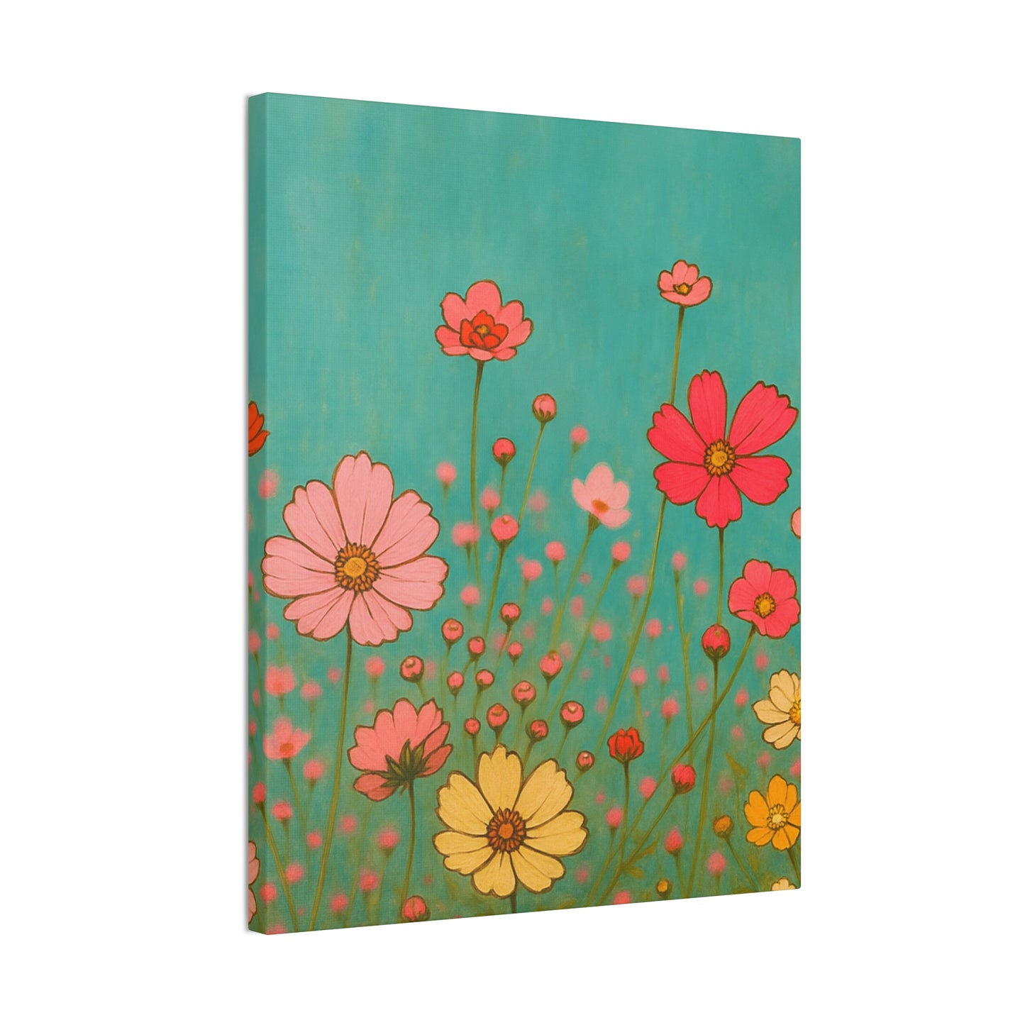 Blossom Breeze (Canvas)-Colorful Wildflower Art Print for Nursery or Bedroom | Floral Wall Decor