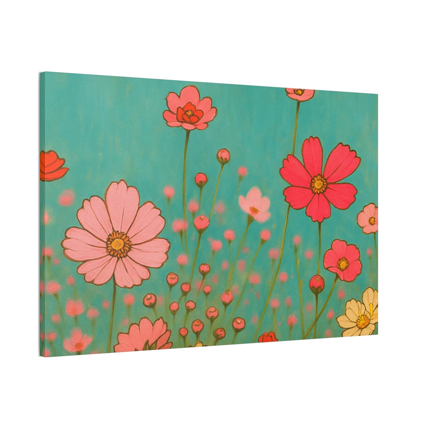 Blossom Breeze (Canvas)-Colorful Wildflower Art Print for Nursery or Bedroom | Floral Wall Decor