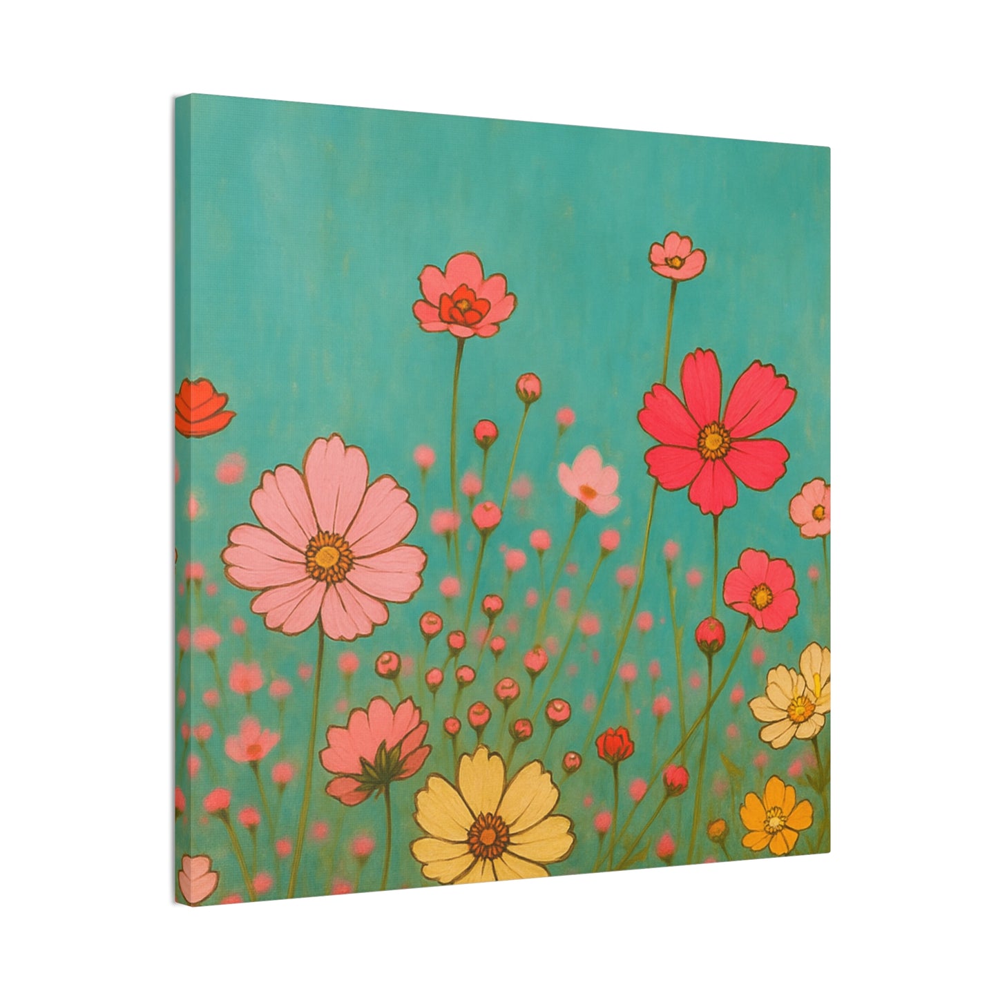 Blossom Breeze (Canvas)-Colorful Wildflower Art Print for Nursery or Bedroom | Floral Wall Decor