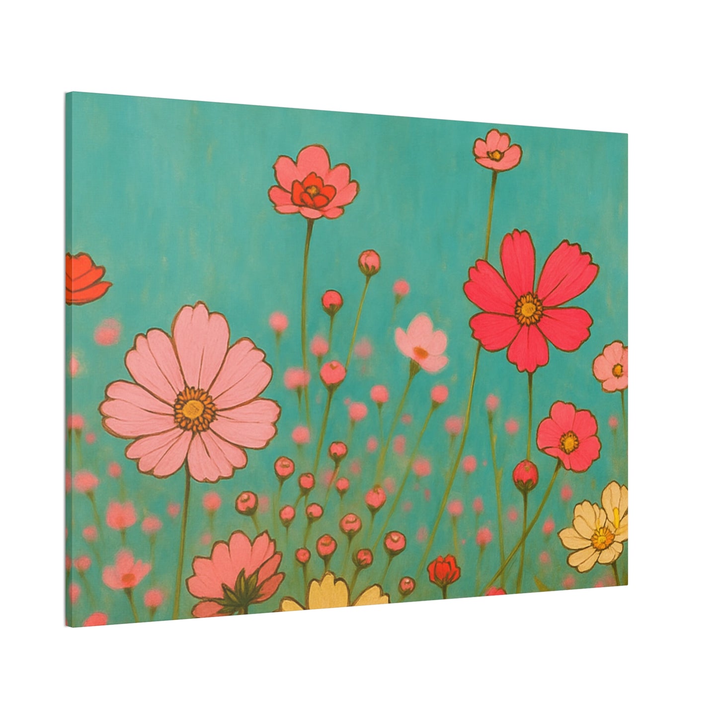 Blossom Breeze (Canvas)-Colorful Wildflower Art Print for Nursery or Bedroom | Floral Wall Decor